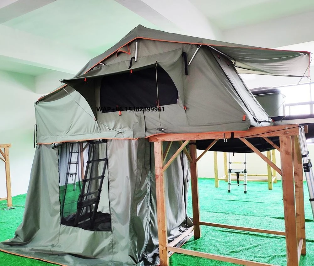 

Professional Lower Price Glamping Luxury Easy Assembled Aluminum Mobile Offroad Camping Double Fold Camper Trailer Roof Canvas