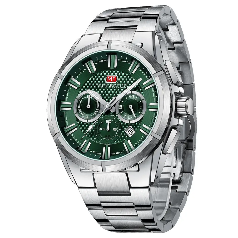 Men’s Business Casual Quartz Watch – Waterproof, Luminous, Multifunction Chronograph with Solid Stainless Steel Strap
