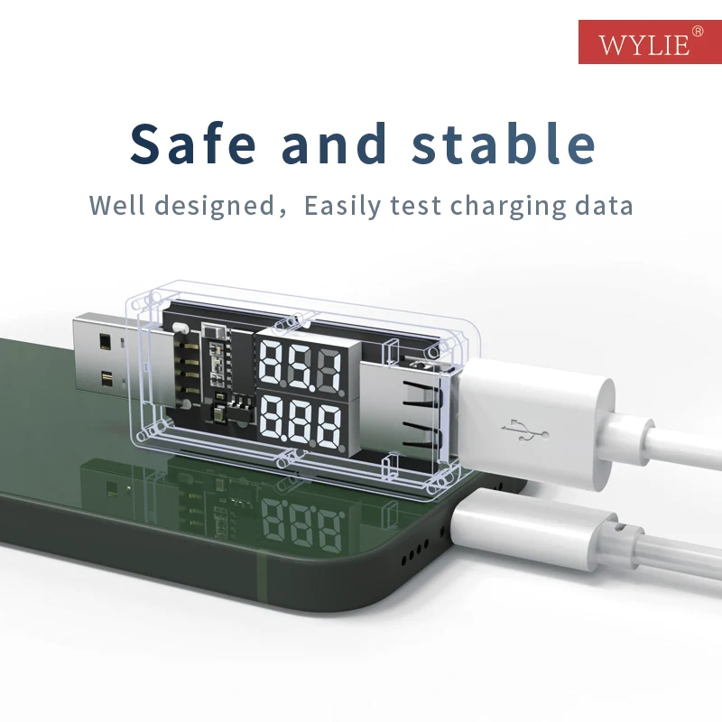 WYLIE-voltímetro Digital con USB, medidor de voltaje de corriente, amperímetro, pantalla en tiempo Real, Detector de datos