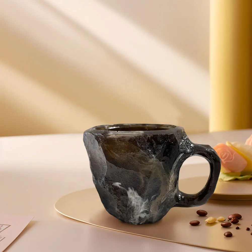 Kaffeetassen aus Mineralkristallimitat, elegante Mineralbecherimitation, exquisite Wassertasse mit Griff, Geschenk für Familie und Freunde