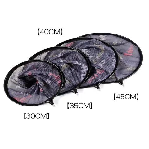 탄소 낚시 그물 야외 접이식 메쉬 깊은 착륙 딥 네트 헤드 라운드 작은 그물 낚시 핸드 네트 낚시 편의 도구