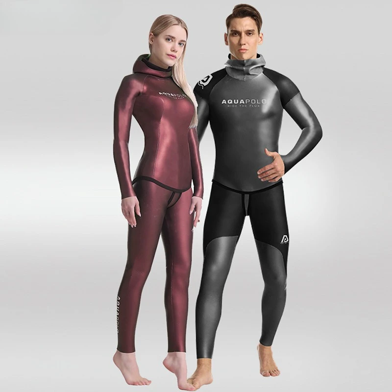 Foreign trade wholesale slippery leather one-piece wetsuit sunscreen men's and women's swimsuits swimming snorkeling swimsuits