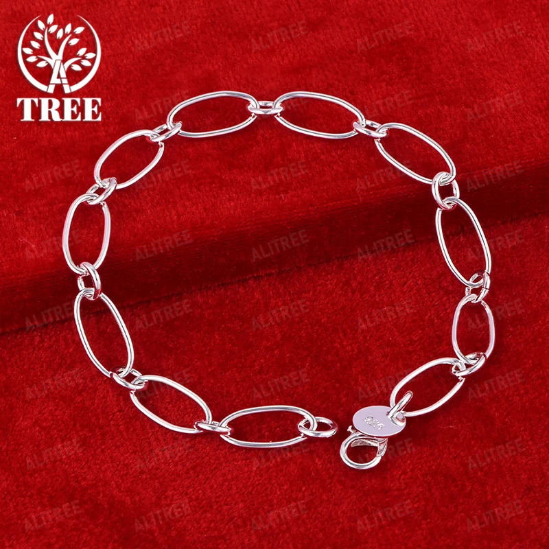 

8-Inch 925 Sterling Silver Oval Chain Bracelet High Quality Accessories For Men Women Fashion Simple Jewelry Birthday Party Gift