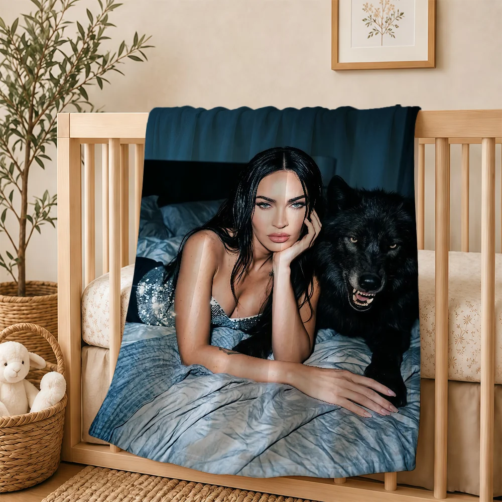 Actor M-Megan Fox Blanket For Soft Warm Knee For Bedroom Living Room Bed Sofa Camping Picnic Office Gift Throw