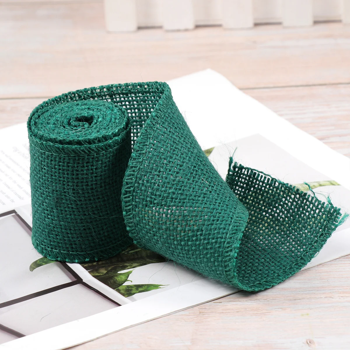 

Dark Green 2M Jute Burlap Ribbon Roll Christmas Decorations Craft Supplies Natural Look Easy to Work Burlap Ribbon Roll