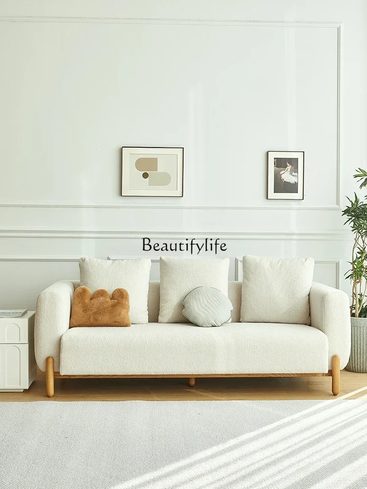 

Modern simple log personalized small apartment technology cloth Japanese sofa surprise quiet wind living room solid wood