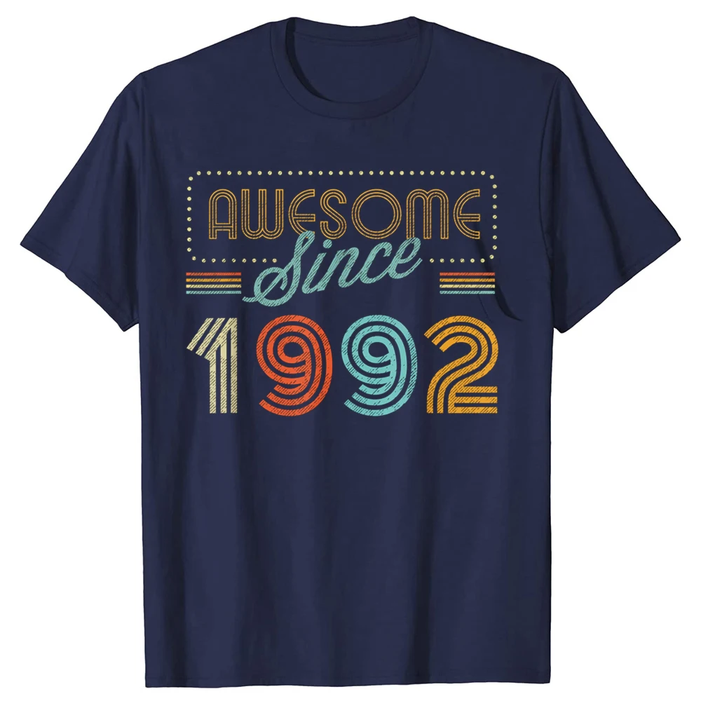 Geschenk für 34-Jährige, Männer und Frauen, Vintage 1992, 34. Geburtstag, Retro-T-Shirt, individuell bedruckte Grafik-T-Shirts, Paar-T-Shirt für Herren – Detail 2
