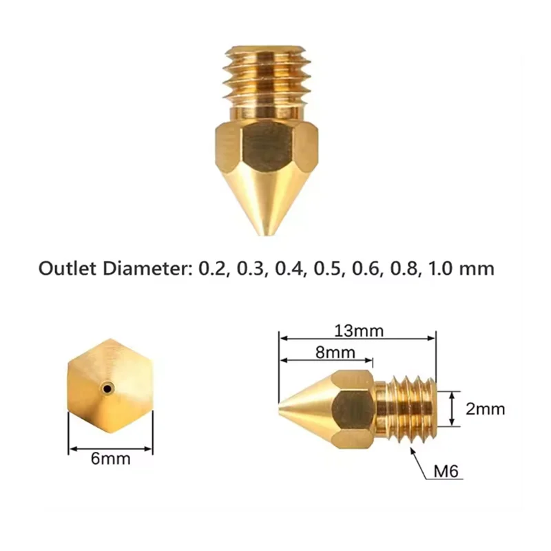 24pcs MK8 Ender 3 Nozzles 3D Printer Brass Nozzles Extruder for Ender 3 CR-10 0.2/0.3/0.4/0.5/0.6/0.8/1.0mm Printer Nozzle