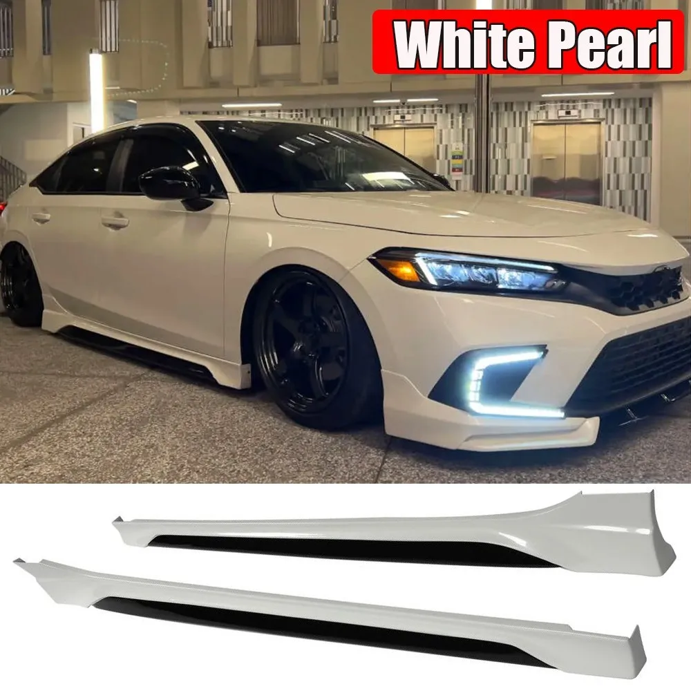 For Honda Civic 11th Gen 22UP Yofer White Pearl Black Side Skirt Extension Panel