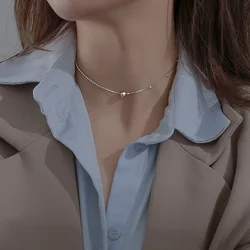 New Simple Ball chain Silver Colour Bead Choker Necklace Korean Fashion Jewelry Girl's Sexy Clavicle Chain For Woman's 2022