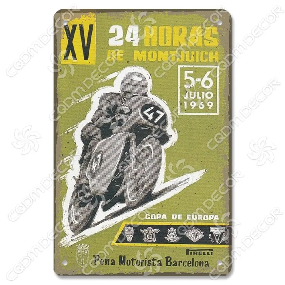 Vintage Motorcycle TT Racing Metal Tin Signs - Retro Poster Wall Art, Decor for Garage Motorbike Club Living Room