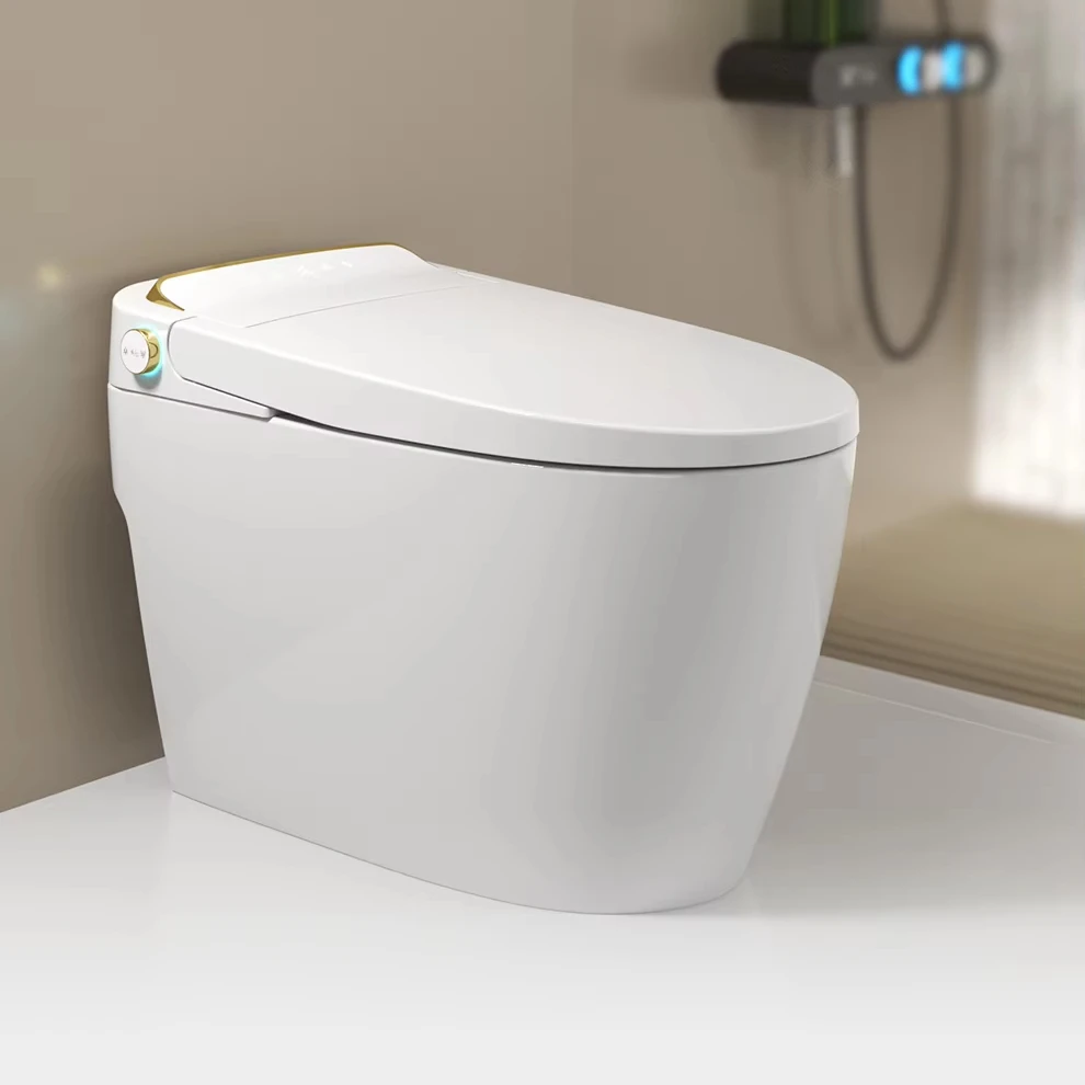 

2026 CUPC New Design Floor Mounted Wc Flush Intelligent Bidet Toilet Bowl No Power Supply One Piece Smart Toilet For Hotel