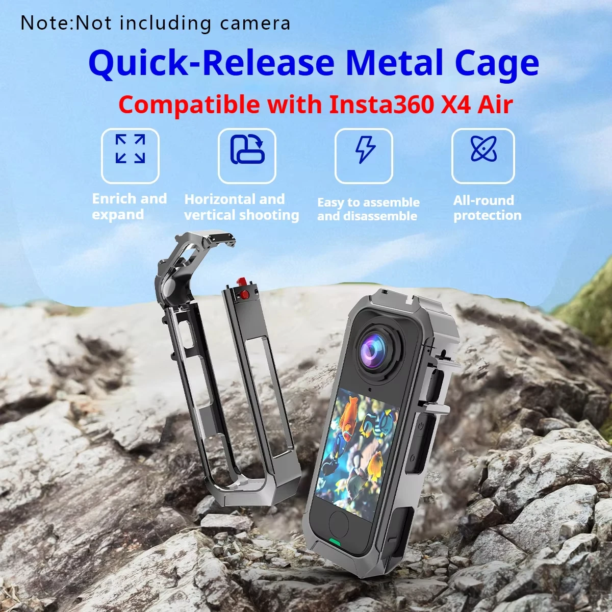 

Ударопрочный защитный кронштейн-расширитель для камеры Insta360 X4 Air, алюминиевая рама