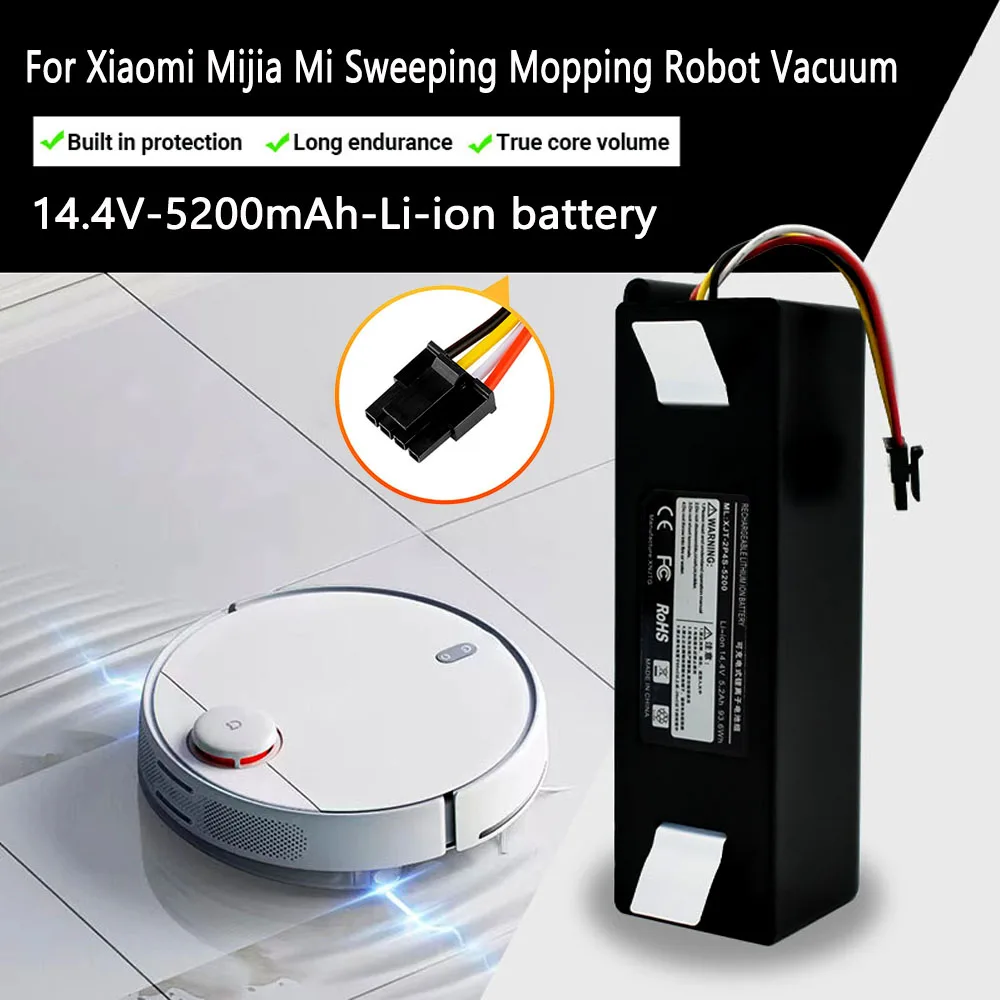 

14.4V 5200mAh Replacement Li-ion Battery For Xiaomi Mijia Mi Sweeping Mopping Robot Vacuum Cleaner 1T