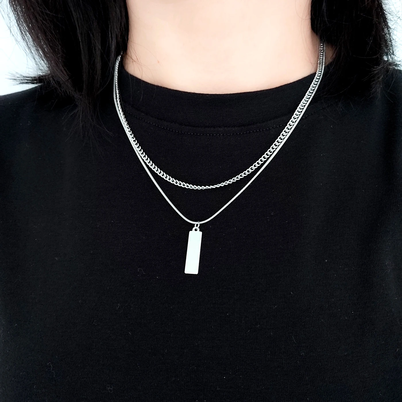 Set of 2 Fashionable, Simple, Versatile, and Elegant Casual Silver Stainless Steel Snake Bone Chain Necklaces for Women, Suitable for Layering or Wearing Alone, Sweater Chain, Neck Chain, Necklace, Women's Accessories,
