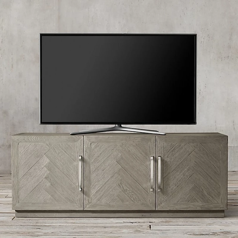 

French rural retro solid wood TV cabinet Italian modern simple British solid wood TV table