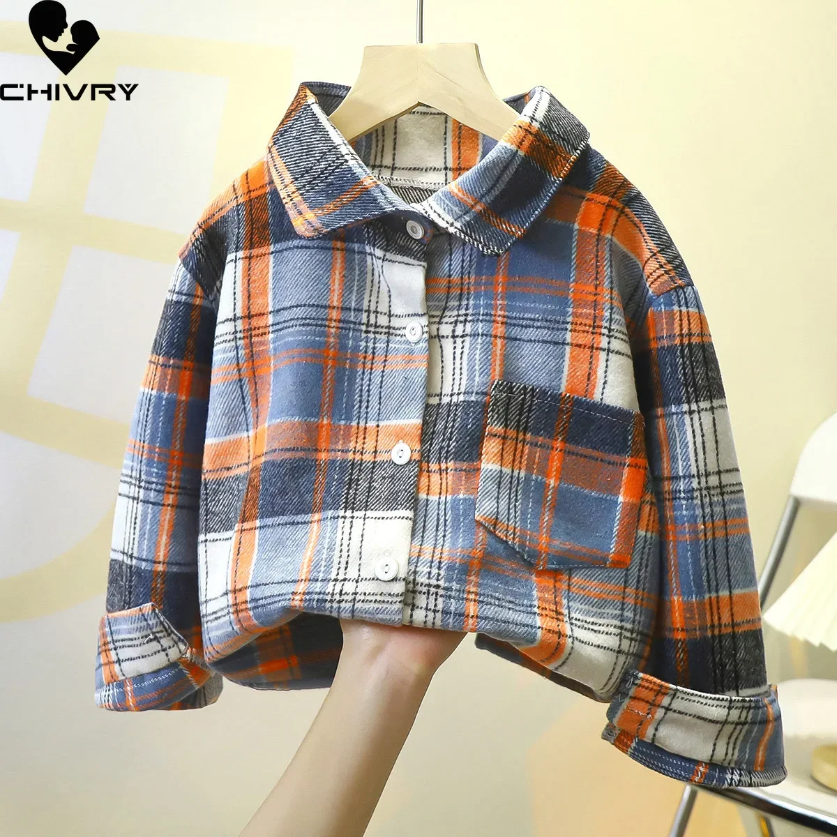 Jongens Klassieke Geruite Gestreepte Shirts Jas Nieuw 2024 Lente Herfst Vintage Kids Baby Lange Mouw Revers Casual Shirt Tops Kleding