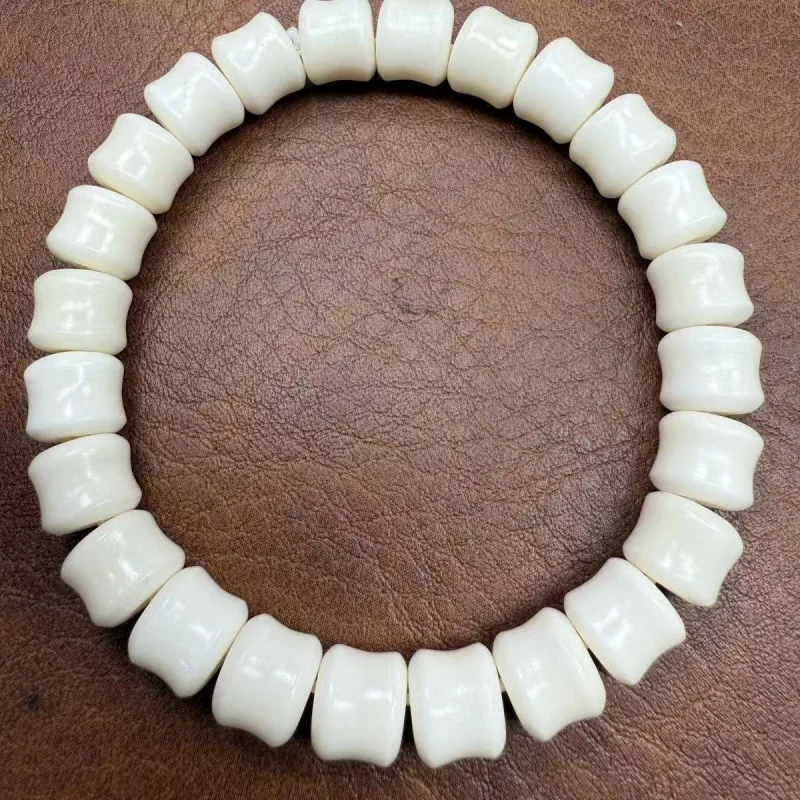 

Tibetan-style antler bead bracelet men, hand-twisted Buddhist beads, bone-based cultural item, flexible finger-wrap b