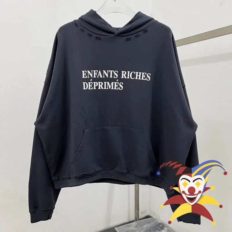 

Damaged Enfants Riches Deprimes Hoodie Men Women Short But Wide Washed Damaged ERD Pullovers Hooded