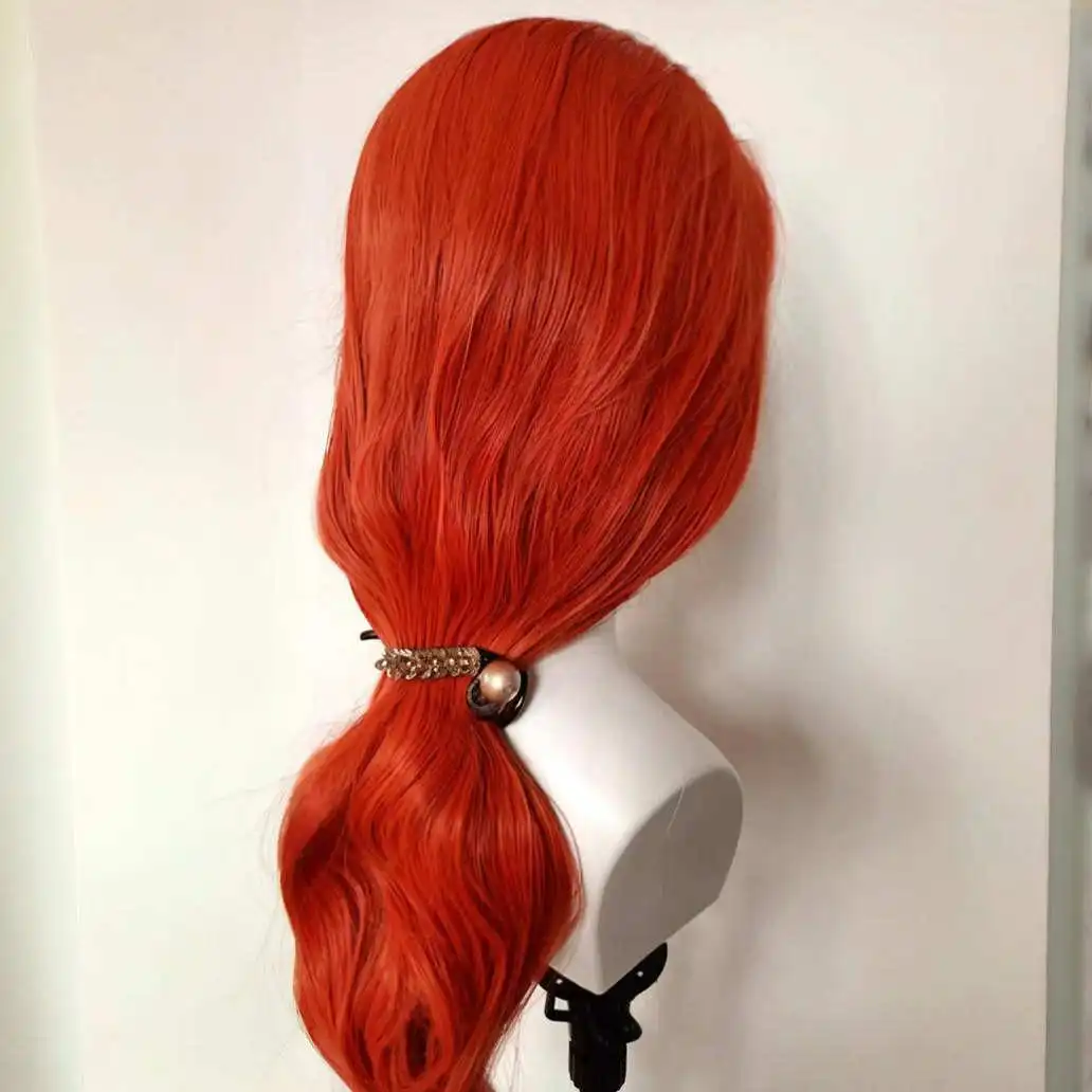 Ashely Red Парик фронта шнурка для женщин Длинные волнистые волосы Объемная волна Парики для косплея Высокое качество Природные синтетические парики шнурка для вечеринки