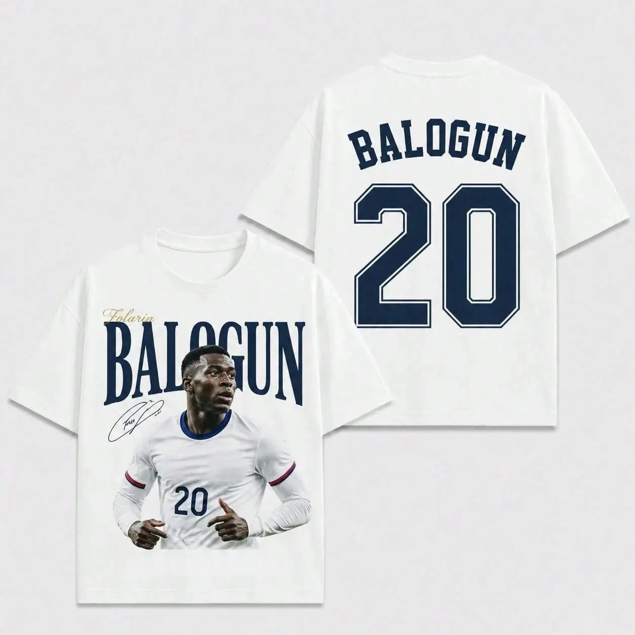 2026 Balogun America No.20 Football T-shirt Men Women Summer Cotton Clothing Oversize Short Sleeved Top Streetwear Unisex