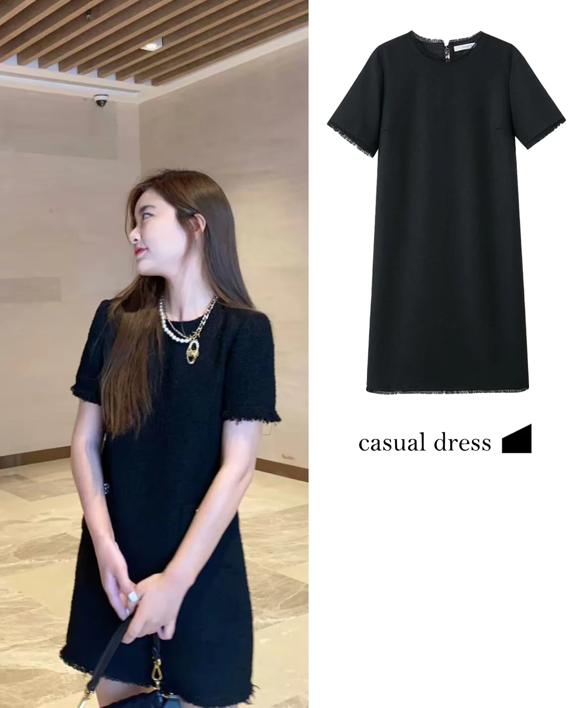 

FWRD Black And White Simple Sress Fashionable Casual Dress Black Casual Dress Black All Match Dress #FWRD0063