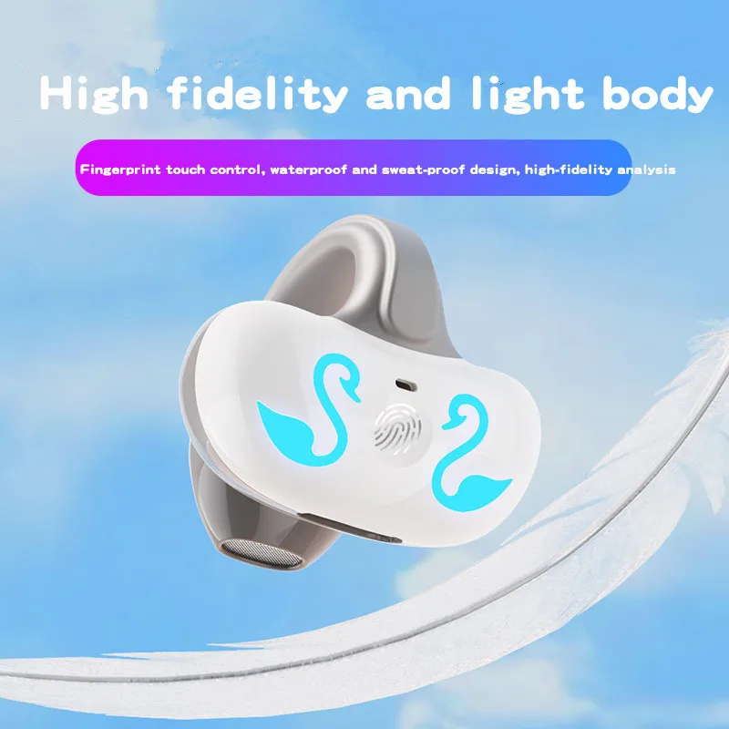 Wireless Bluetooth Earphone IPX4 Waterproof Sports Light Weight Ear Clip Style Long Battery Life Listen Music Answer The Phone