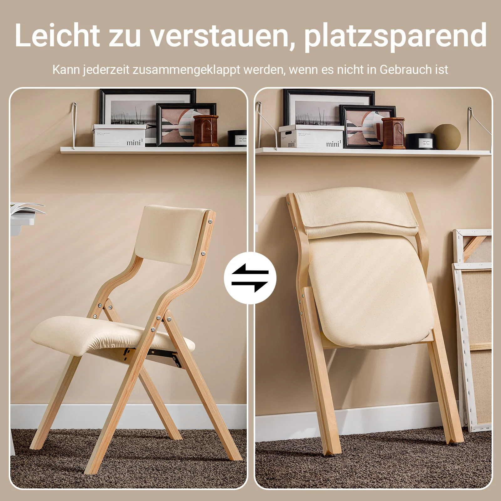 SoBuy FST40x2 Set mit 2 klappbaren Holzstühlen, ergonomische, gepolsterte Küchen- und Esszimmerstühle, Klappstuhl für Balkon und Büro – Detail 7
