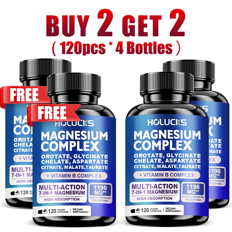 

Multi-Action Magnesium Capsules, Relieve Muscle Cramps, Boost Mood, Immune System, for Restful Sleep, Bone, Digestive Health