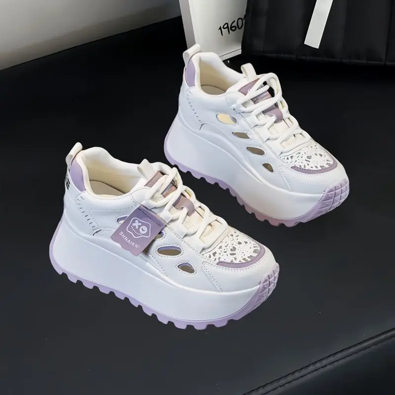 

2026 Spring Summer Lady Air Flow Net Clunky Papa Trainer Platform Stature Add Trip Athletic Cushioned Sneaker