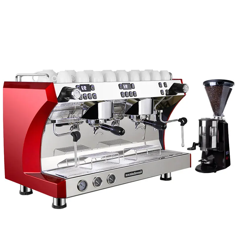 2021 Two Groups Semi-automatic Commercial 9 bar  Stainless Steel Espresso Coffee Machine with Flow Control