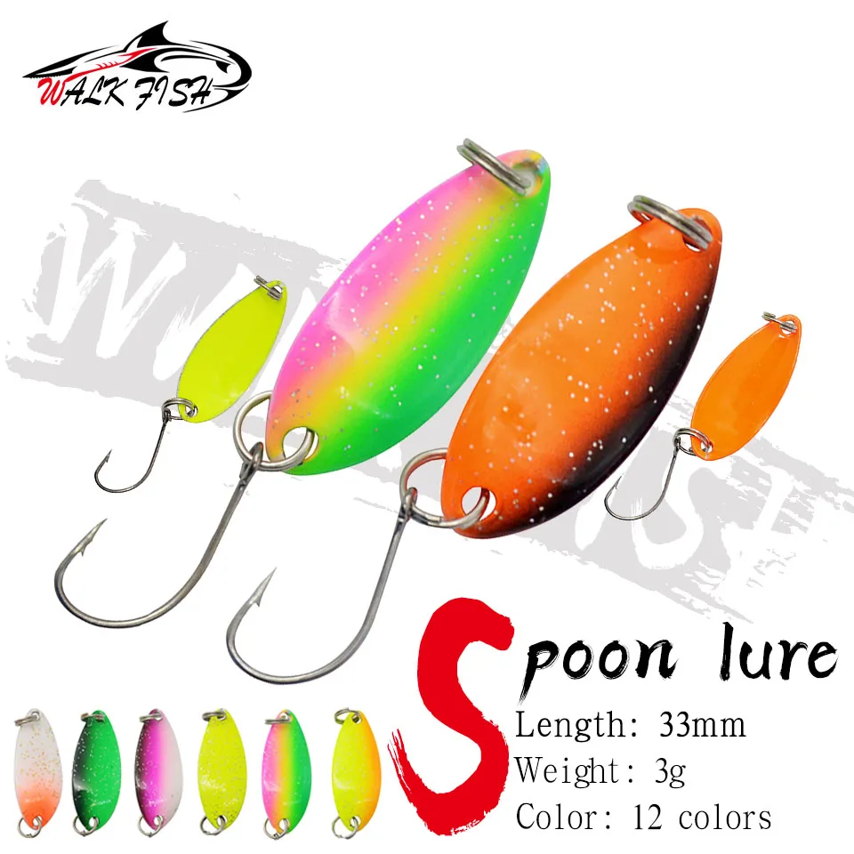 WALK FISH 1PCS Peche Leurre Pesca SPOON 3g 33mm Colorful Spoon Bait Stream Metal Fishing Lure For Trout Chub Perch Salmon