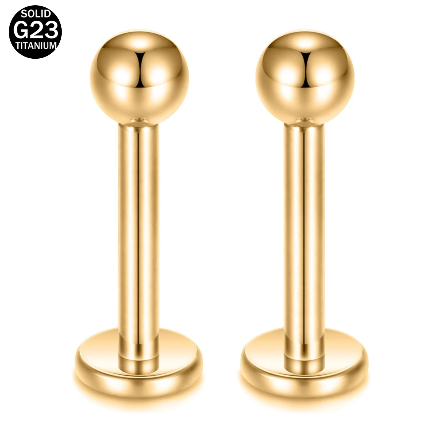 1 Pair G23 Titanium 16G/18G Internally Threaded 3mm Top Ball Labret Lip Studs Helix Cartilage Tragus Earring Piercing