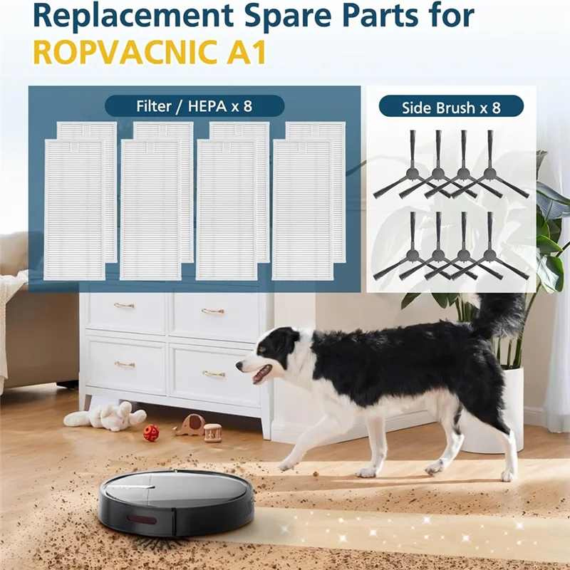 A83G-ชุดอุปกรณ์เสริม Forropvacnic A1 S1,Fortipdiy G90,Forvipsun Z1 หุ่นยนต์สูญญากาศแปรงด้านข้างตัวกรอง Hepa