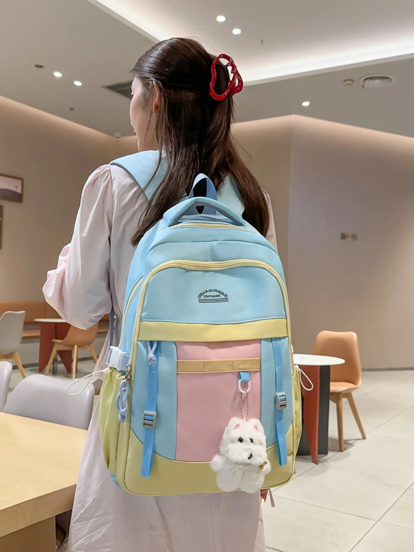 

mat Dual-oulder Bag ex Large Capaci Lightweight Bapa Simple Version of Color Colion for Students