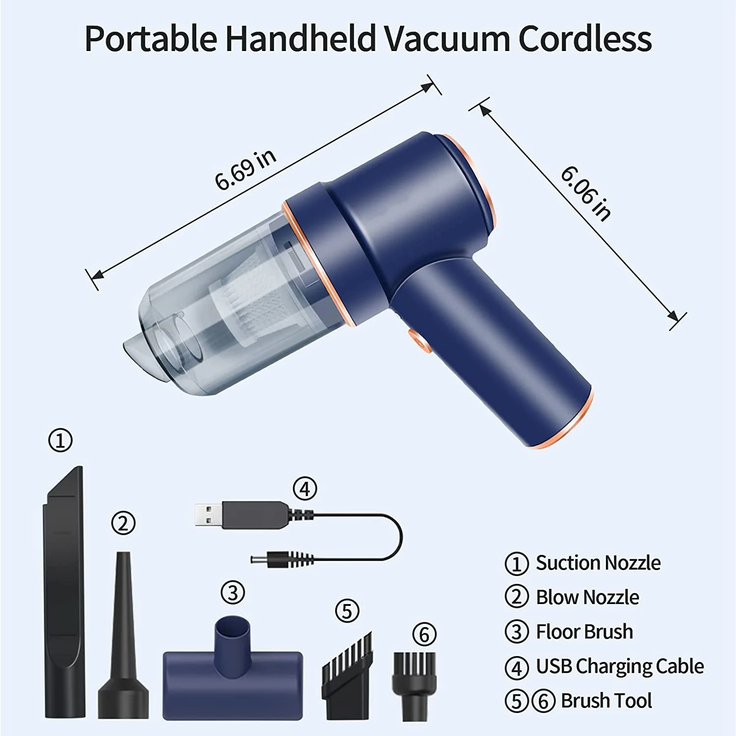 Handheld Cordless Vacuum Cleaner,USB 42000 RPM Portable Compressed Air Dust Blower,Rechargeable Mini Car Vacuum Cleaner