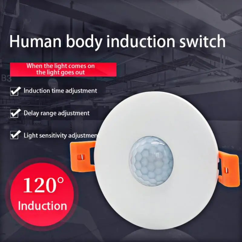 

Infrared PIR Sensor Switch 110-220V Human Body Detector Embedded Concealed Staircase Motion Detection Ceiling Installation