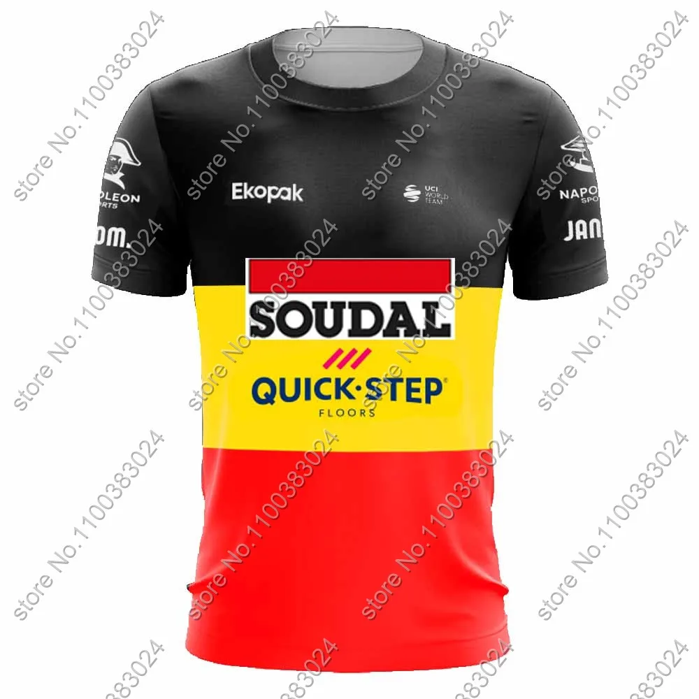 CAMISETA Soudal Quick Step Team 2024 T-shirty z nadrukiem 3D Męskie letnie ubrania do biegania Streetwear Casual Odzież do treningu technicznego