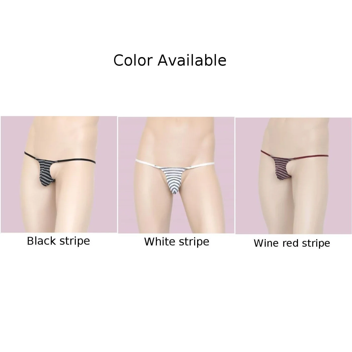 Mens Boxer Trendy and Comfortable Men's Low Waist Thong with Elastic Pouch and G String Assorted Stripe Options