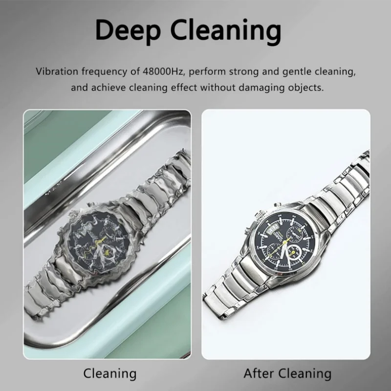 Ультразвуковой очиститель, мини-электрический очиститель кистей для макияжа, бытовой портативный 390 мл, 48000 Гц, частота вибрации для ювелирных изделий, часов, очков