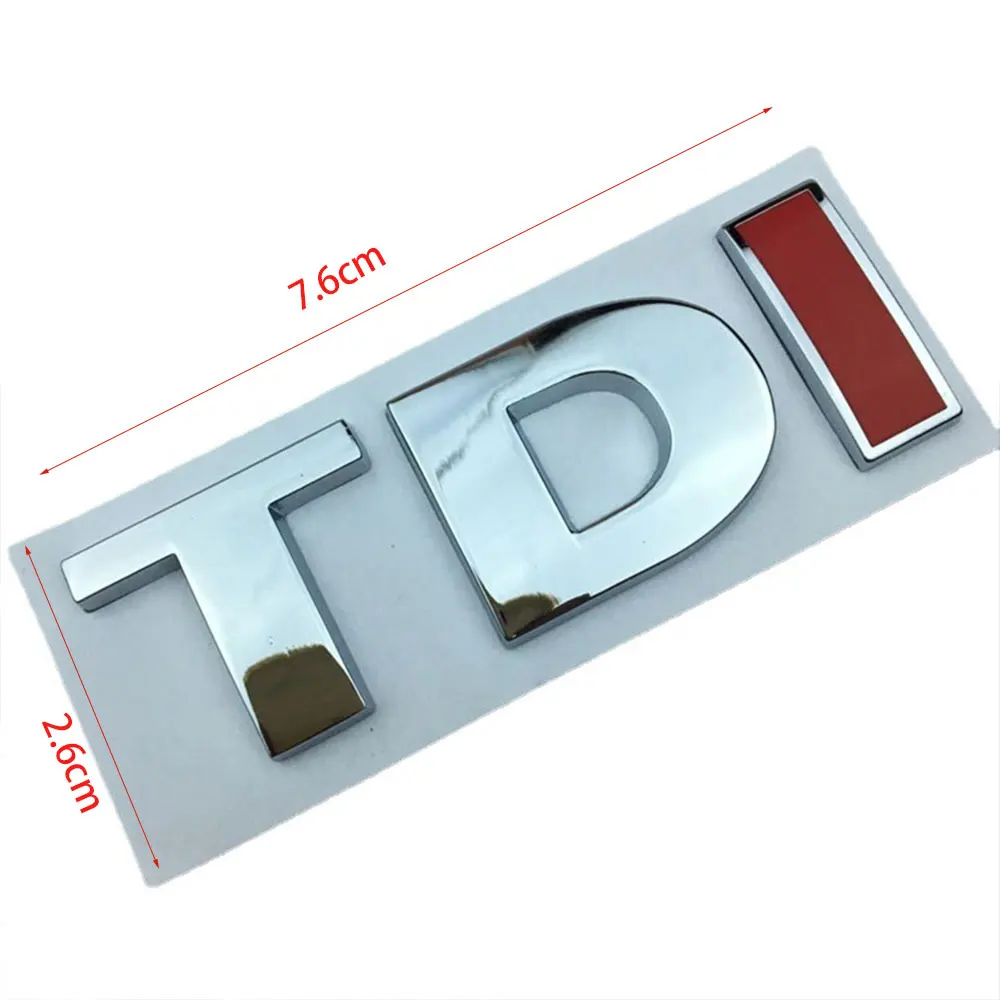 شعار ثلاثي الأبعاد معدني كروم أحمر TDI ، شارة صندوق السيارة الخلفي ، ملحقات لاصقة ، شعار معدني #6