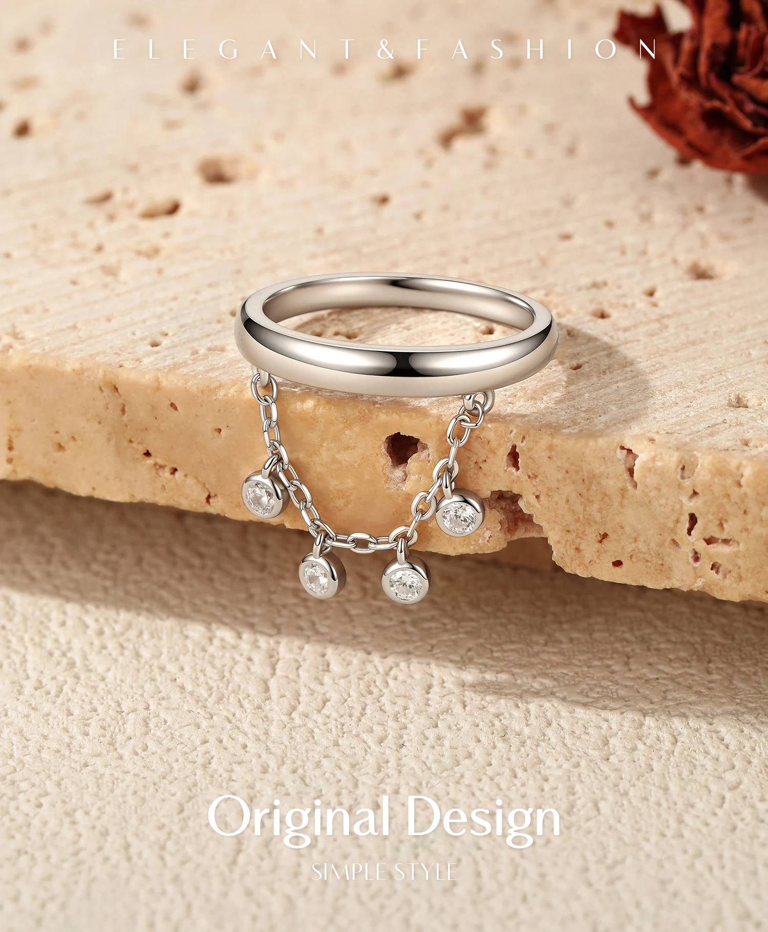 MODIAN Funkelnde runde CZ-Stapelringe aus 925er Sterlingsilber, süßes kleines Anhänger-Design, Fingerringe für Frauen, edler Schmuck – Detail 1