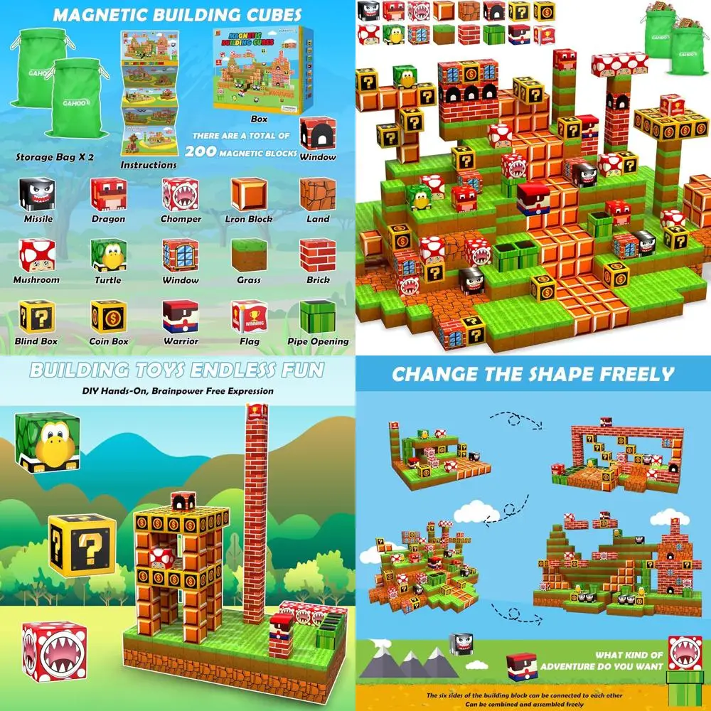 Set di blocchi magnetici 3D da 200 pezzi per bambini - Giocattoli per l'apprendimento STEM, regalo ideale per età compresa tra 3 e 10 anni