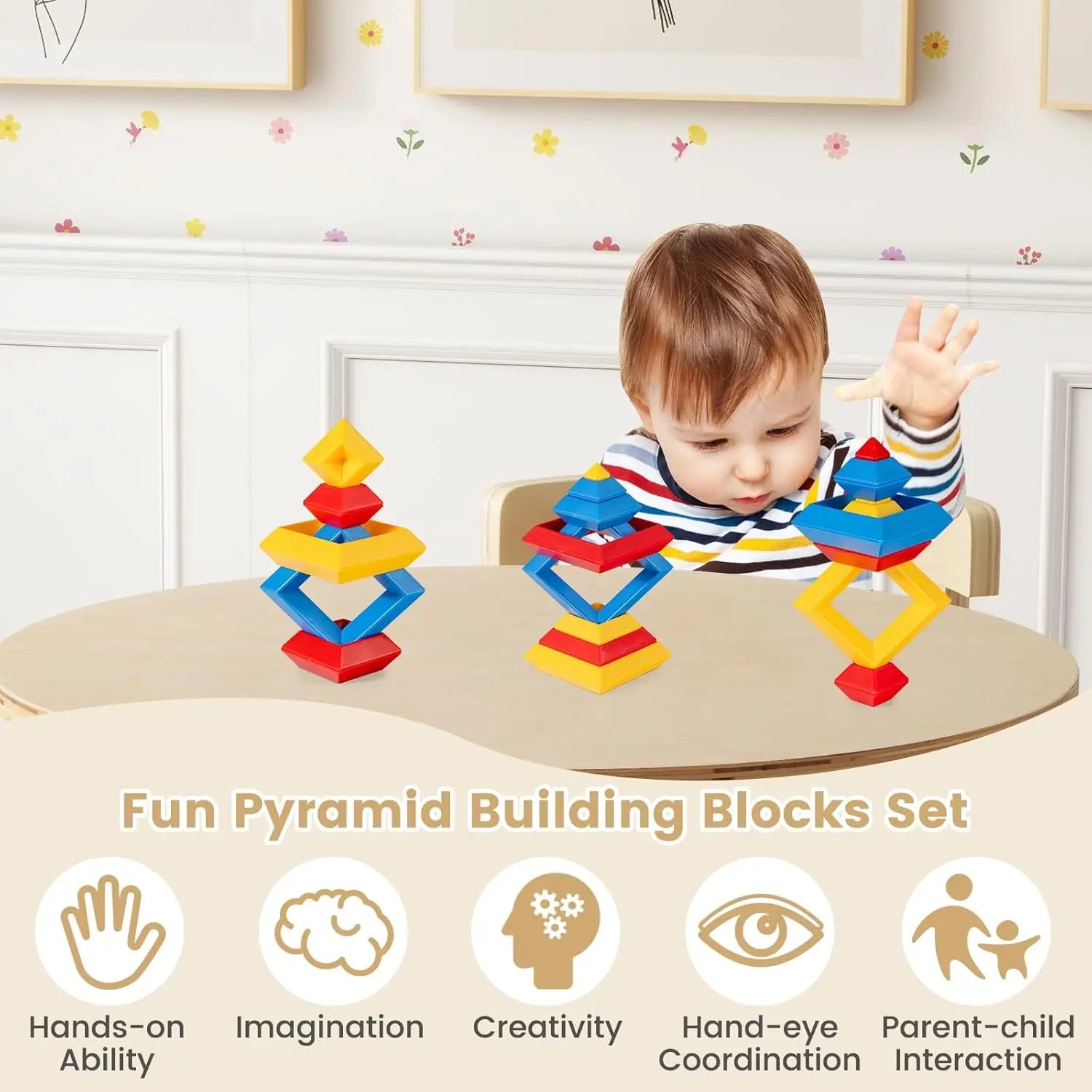 Kids Table and Chair Set, Bentwood Toddler Round Table and 4 Chairs for Craft Art, Building Block, 5-Piece Children Furniture Se