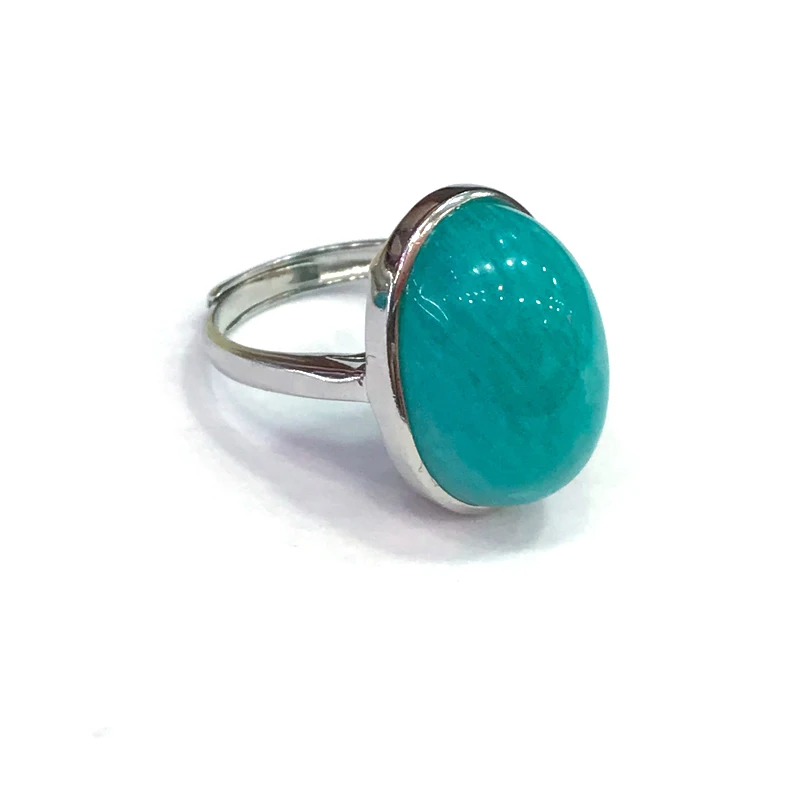 CSJ High Quality Natural Amazonite Rings 925 Sterling Silver for Women Party Birthday Jewelry Gift