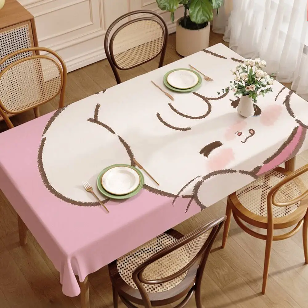 Cute Cat Mikko I-illustrations Rectangle Waterproof Tablecloth Party Decor Farmhouse Kitchen Dining Table Cloth Wedding