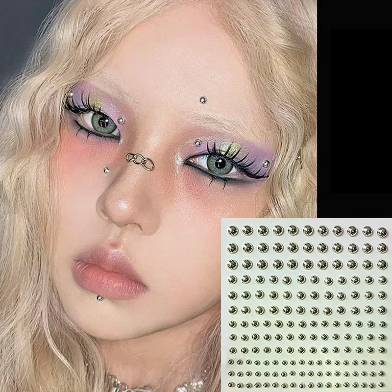 180PCS Crystal Rhinestone Nose Studs Stick On Fake Body Gems No Piercing Set Face Lip Art Makeup Supplies For Parties