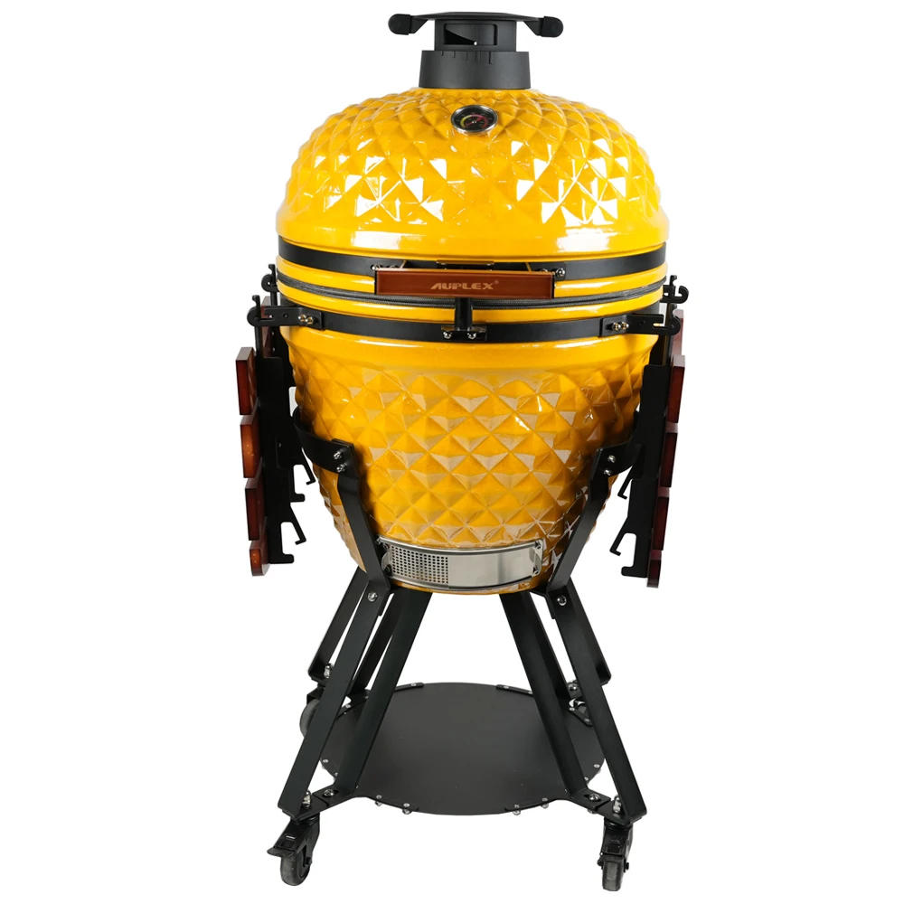 

Auplex Kamado Grill with New Model Tripod Tandyr Oven - 21 Inch Ceramic BBQ, Rotisserie & Meat Smoker Outdoor