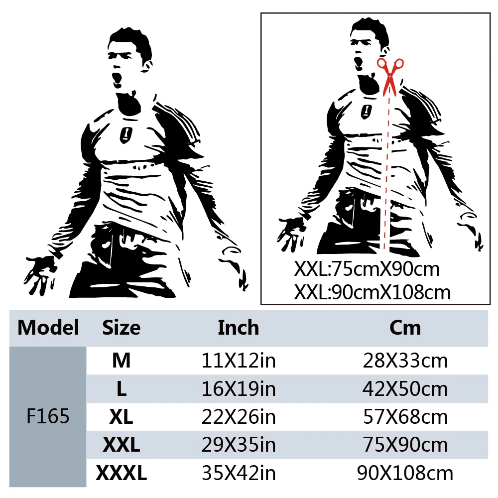 1 pc Football Cristiano Ronaldo Vinyl Wall Sticker Soccer Athlete Home Decor Wall Decals Art Mural For Kis Room Bedroom Decor