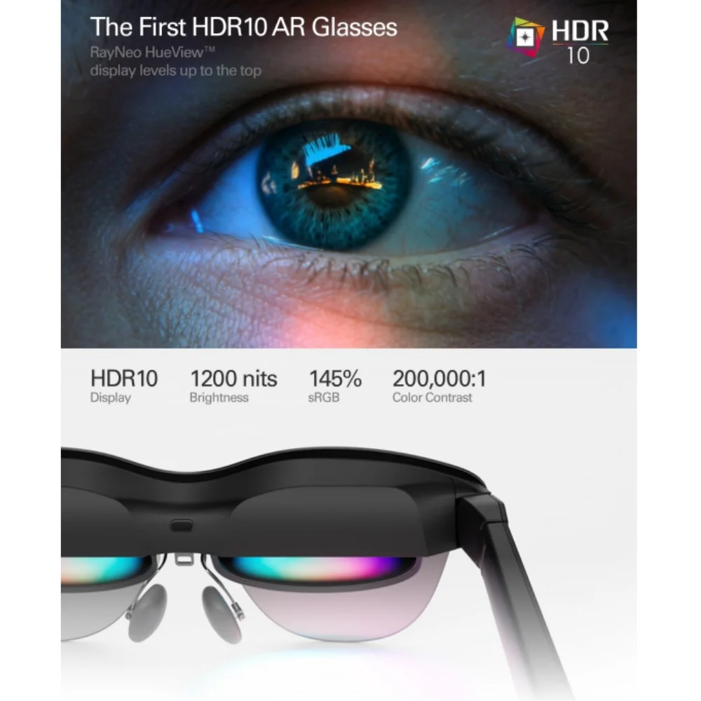 RayNeo Air 4 Pro smart AR glasses, 1200 Nits brightness,135-inch HD viewing,  4 speakers, immersive audio, HDR10
